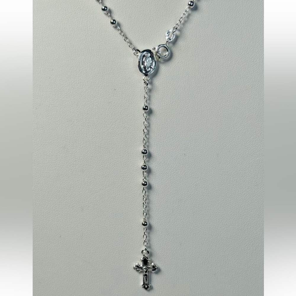 Sterling Silver Rosary Necklace